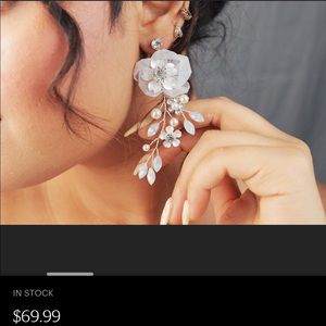 Swarovski and Opal Flower Petal Rhinestone Bridal Earrings